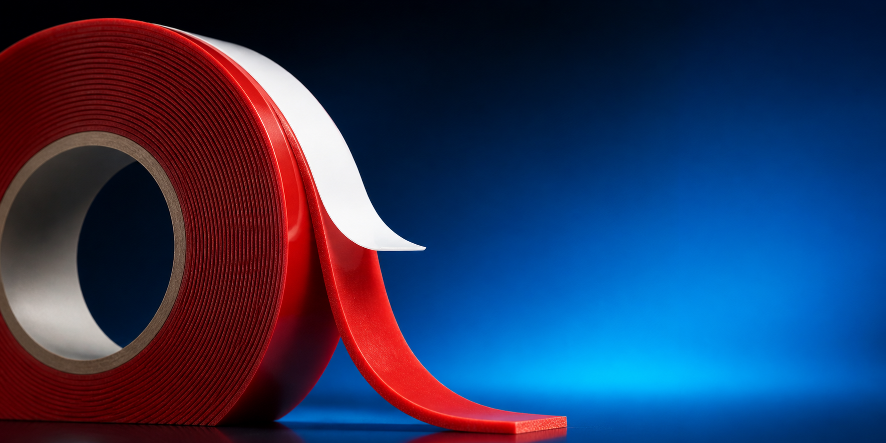 Roll of red automotive-grade double-sided foam adhesive tape